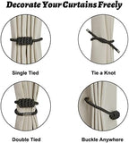 BEL AVENIR Magnetic Curtain Tiebacks 2 Pack Hand-Woven Curtain Ties - Image 3