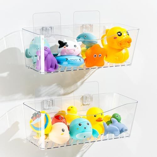 Imncya Bath Toy Storage Holder, 2 Pack Clear Bathtub Organizer by Imncya