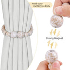 KLOGTSIND Magnetic Curtain Tiebacks, 2 Pack Wood Bead Curtain Holdbacks - Image 2