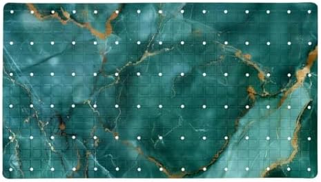 Bathtub Mat Non Slip 26.8x15.1 Inch, Emerald Marble Gold Veins Shower Mat by Anna+Cowper
