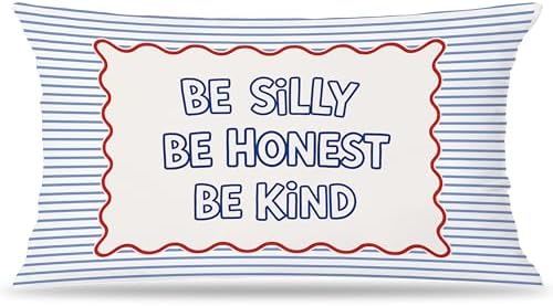 Be Silly Be Honest Be Kind Blue Striped Pillow Cover 20x12, Retro Boys Girls by Unknown