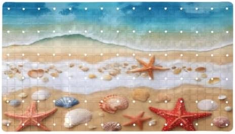 Bathtub Mat Non Slip 26.8x15.1 Inch, Starfish Seashell Beach Shower Mat by Anna+Cowper