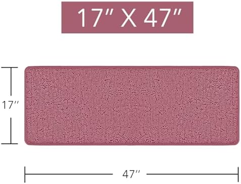 Yeaban Chenille Dusty Rose Bathroom Runner Rug 17"x47" - Image 2