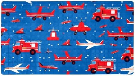 Bathtub Mat Non Slip 26.8x15.1 Inch, Fire Trucks and Plane Shower Mat by Anna+Cowper