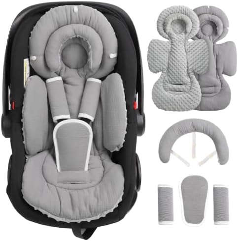 TinlyFinly Infant Car Seat Insert Muslin Cotton Reversible by TinlyFinly