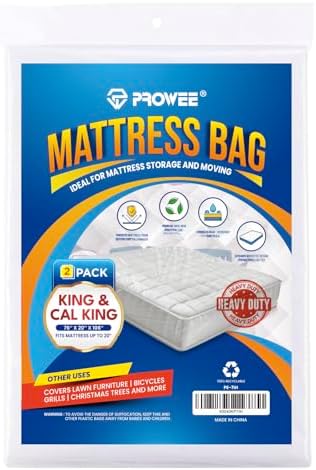 2 Pack Heavy-Duty 4 Mil King/Cal King Mattress Bag by PROWEE