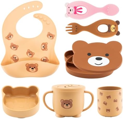 Silicone Baby Feeding Set 7 Pcs, Baby Led Weaning Supplies, Baby Feeding by Unknown
