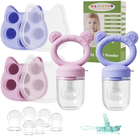 Baby Breastmilk Popsicle Molds & Baby Fruit Feeder, Infant Food Freezer Tray by WAJIAYON