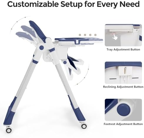 Cochildor 3-in-1 Baby High Chair, Foldable High Chair - Image 4