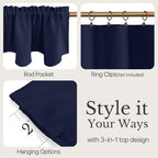 NICETOWN Navy Blue Valance Elegant Design Scalloped Window Valance - Image 3