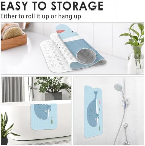Bathtub Shower Mat 40X16 Inch, for Toddler, Sea Funny - Image 7