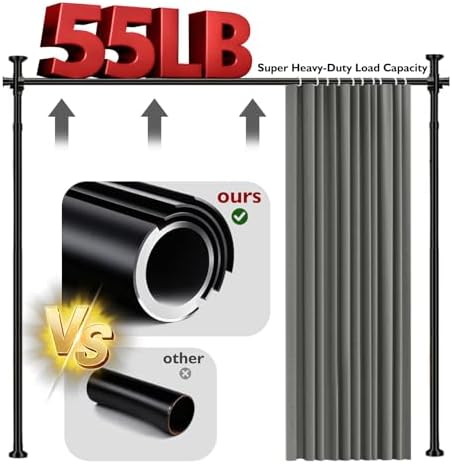 Room Divider Curtain Set-No Drilling Curtain Rod Set, Curtains - Image 6