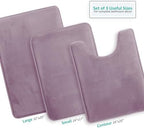 Clara Clark 3 Piece Bathroom Rugs, Velvet Memory Foam Bath Mat Set, Non-Slip - Image 3