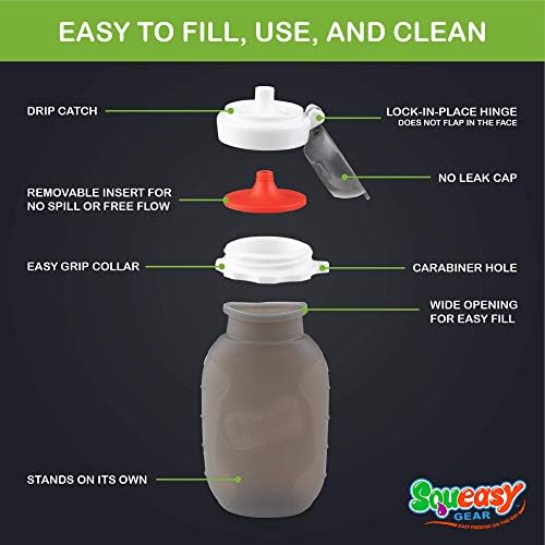 Grey 6 oz Squeasy Snacker Spill Proof Silicone Reusable Food Pouch - Image 4