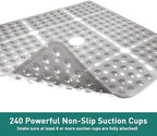 Large Square Shower Mat Tub Bath Mat Non Slip Clear Grey 27"x27" - Image 4