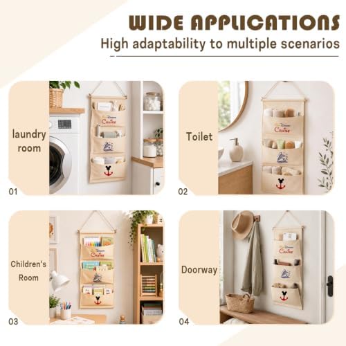 Practical Cruise 3-Pocket Hanging Wall Organizer, Cute Door Pocket Storage - Image 4