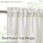 ZJDECOR Beige Striped Semi Sheer Kitchen Curtain Valances - Image 4