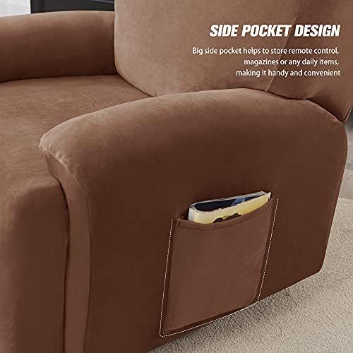 Stretch Recliner Covers, 4-Piece Ultra Soft Velvet Recliner Chair Slipcover - Image 4