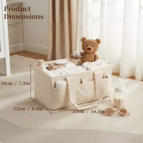Corduroy Baby Diaper Caddy Organizer - Image 2