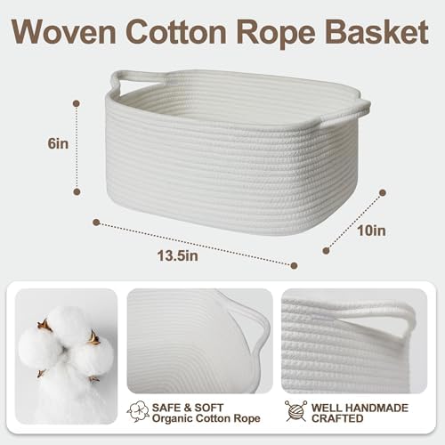 Cute White Woven Basket, Empty Gift Basket - Image 2