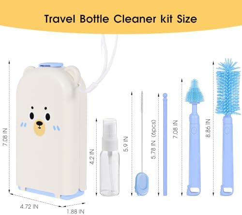 Travel Bottle Washing Kit with Storage Case, 7-in-1 Baby Travel Bottle Cleaner - Image 2