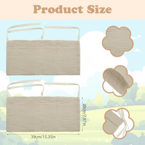 flintronic Cotton Baby Bedside Hanging Storage Bag, Baby Bed Storage Hanging Bag - Image 2