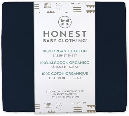 HonestBaby Organic Cotton Fitted Bassinet Sheet, Dark Navy, One Size - Image 4