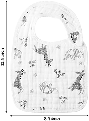 Zainpe 6Pcs Snap Muslin Bibs for Baby Machine Washable Adjustable Unisex Burp - Image 4