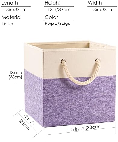 PRANDOM Large Foldable Cube Storage Bins 13x13 inch Fabric Linen Storage - Image 6