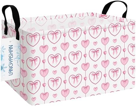 Rectangular Collapsible Pearl Heart Storage Basket Nursery Toy Organizer by LANGYASHAN