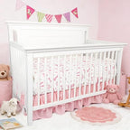 Floral Crib Bedding Set for Girls, 4 Pieces Pink Baby Nursery Bedding Set for - Image 7