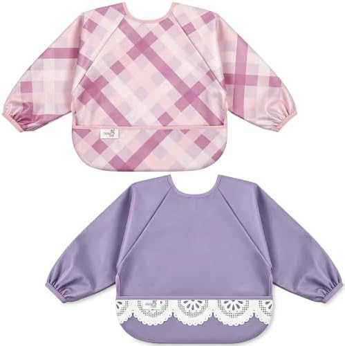 Long Sleeve Baby Bib, Waterproof Fabric, Catch-All Pocket, Baby Smock Bib by Unknown