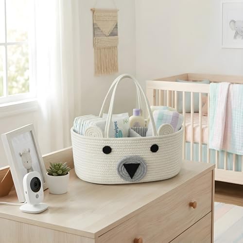 DECOMOMO Teddy Bear Basket, Large Diaper Caddy Basket - Image 2