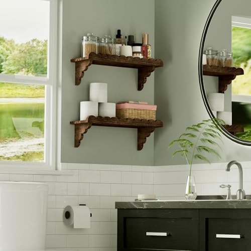 QsQueen Scalloped Wood Wall Shelf – 17 Inch Floating Shelf - Image 5