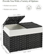 SETVSON Storage Basket with Lid PE Rattan Woven Storage Bins, 65L Black - Image 2