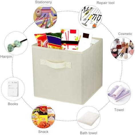 2 Pcs Storage Cubes, 10.5 Inch Collapsible Storage Bins, Fabric Foldable Bins - Image 2