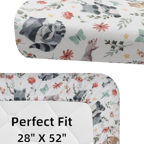 4 Pack Woodland Forest Animals Wood Neutral Unisex Fitted Baby Crib Sheets Set - Image 6