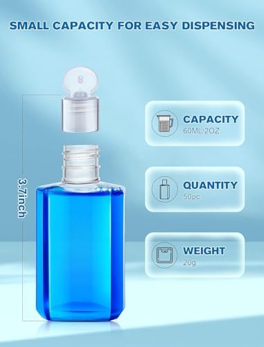 Empty Hand Sanitizer Travel Size Bottles, 100 Pack, Plastic Clear Refillable - Image 2