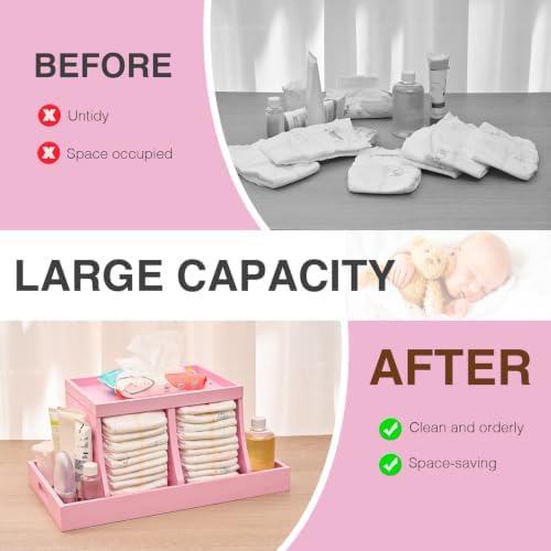 Three colors Diaper Organizer, Wooden Diaper Caddy Organizer, Changing Table - Image 5