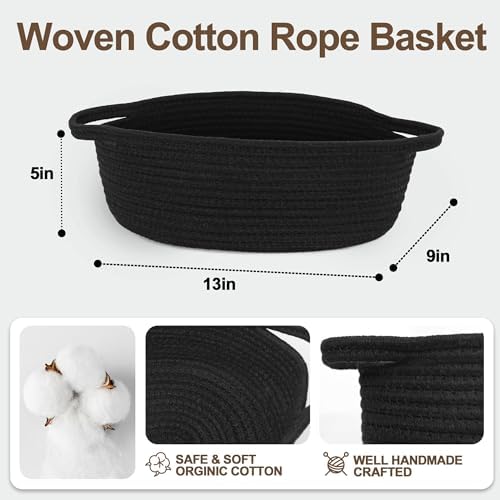 Small Basket for Gifts Empty, Woven Cotton Rope Gift Basket, Cute Kids Dog Cat - Image 2