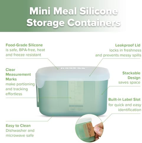 haakaa Silicone Baby Food Containers, 8 oz, 4 Pack, Pea Green - Image 5