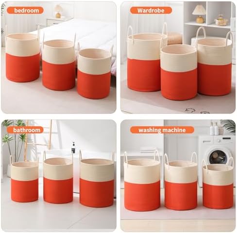 Woven Laundry Hamper Tall Rope Storage Basket - Image 4