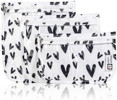 HIONXMGA Set of 3 Clear Travel Toiletry Bag, TSA Approved, Quart Size S/M/L by HIONXMGA