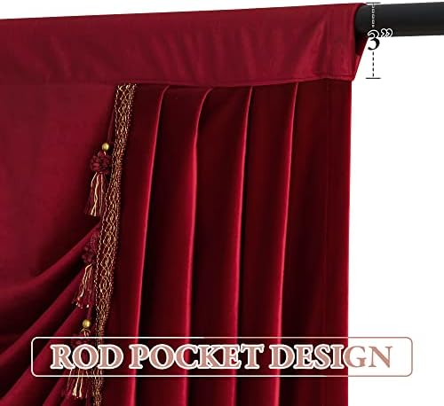 StangH Extra Wide W98 inches Red Velvet Window Valances, 1 Panel - Image 2