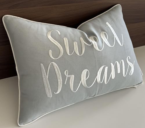 Rudransha Sweet Dreams Embroidered 12x18 Lumbar Pillow Cover, Robins Egg - Image 3