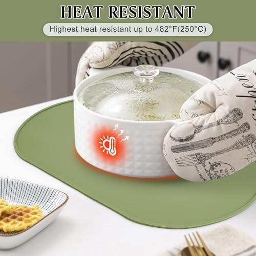 Silicone Placemats Set of 4, Oval Heat Resistant Place Mats, Waterproof - Image 3