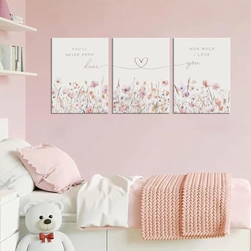 3Pcs Wildflower Nursery Canvas Wall Art Flower Botanical Sentence Poster - Image 4