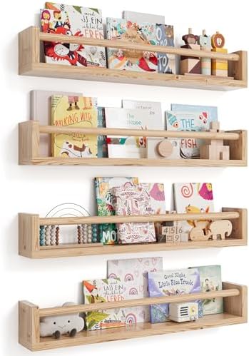 Seocry Nursery Book Shelves, 4 Pack, Wall Book Shelves by Seocry