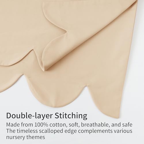 100% Cotton Scallop Edge Crib Bed Skirt, 4-Sided Soft Breathable Cotton Bedding - Image 5