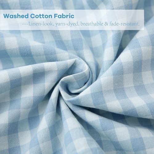 2 Pack Light Blue Gingham Lumbar Throw Pillow Shams 12''x20'' - Image 6
